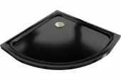 MEXEN/S - Flat sprchová vanička čtvrtkruhová slim 80 x 80, černá + zlatý sifon 41708080G