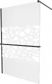 MEXEN/S - KIOTO Sprchová zástěna WALK-IN s poličkou a držákem ručníků 80 x 200, transparent/bílý dekor 8 mm, černá 800-080-121-70-85