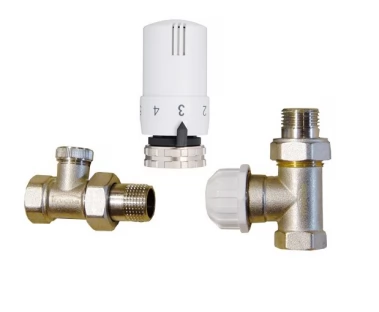 INVENA - Termostatická sada ventilů, rohová bílá: hlavice, termostatický ventil, zpětný ventil CD-77-K15-S