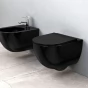 REA - Závěsná WC mísa včetně sedátka Carlo Mini Rimless Flat černá REA-C8936