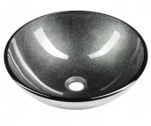SAPHO - SKIN skleněné umyvadlo na desku Ø 42 cm, šedá metalická 2501-16