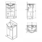 AQUALINE - KERAMIA FRESH umyvadlová skříňka 51,1x74x34cm, dub platin 50058
