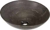 SAPHO - BLOK 1 kamenné umyvadlo na desku Ø 40 cm, matný tmavý kámen 2401-02