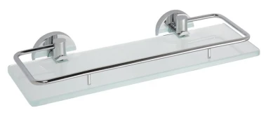 SAPHO - X-ROUND E skleněná polička s výklopnou hrazdou 300x130, mléčné sklo, chrom XR607