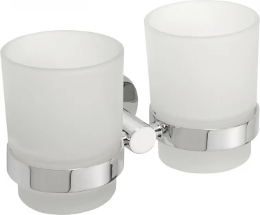 SAPHO - X-ROUND dvojitý držák skleniček, mléčné sklo, chrom XR902