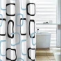 AQUALINE - Sprchový závěs 180x200cm, polyester, bílá/černá/modrá ZP004