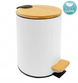 AQUALINE - BAMBUS odpadkový koš kulatý 5l, Soft Close, bílá mat BI007