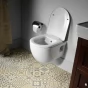 SAPHO - BRILLA CLEANWASH závěsná WC mísa s bidetovou sprškou, Rimless, 36,5x53cm, bílá 100612