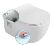 SAPHO - BRILLA CLEANWASH závěsná WC mísa s bidetovou sprškou, Rimless, 36,5x53cm, bílá 100612