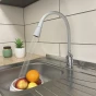 SÁZAVA - Dřezová baterie s flexibilním ramínkem, chrom/šedá, 1/2