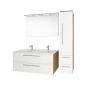 Bino, koupelnová skříňka s keramickým umyvadlem 121 cm, bílá/dub (CN673)