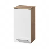 Bino koupelnová skříňka horní 63 cm, levá , bílá/dub (CN675)