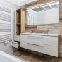Bino, koupelnová skříňka vysoká 163 cm, pravá, bílá/dub (CN678)