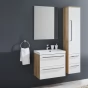Bino, koupelnová skříňka vysoká 163 cm, pravá, bílá/dub (CN678)