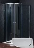 ARTTEC Sprchový kout čtvrtkruhový KLASIK 120 x 90 cm chinchilla sklo s vaničkou z litého mramoru STONE pravé provedení