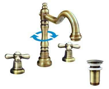 MORAVA RETRO - Umyvadlová baterie s výpustí, Stará mosaz (Bronz), 1/2