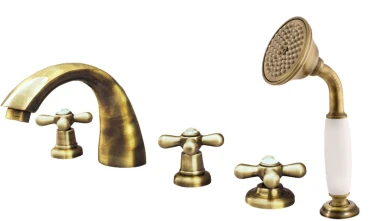 MORAVA RETRO - Vanová baterie 5-otvorová, Stará mosaz (Bronz), 1/2