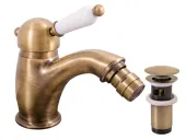 LABE - Bidetová baterie s výpustí, Stará mosaz (Bronz), 1/2