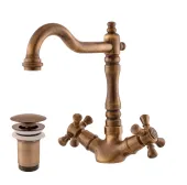 MORAVA RETRO - Umyvadlová baterie s výpustí, Stará mosaz (Bronz), 1/2