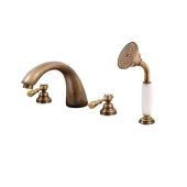MORAVA RETRO - Vanová baterie 4-otvorová, Stará mosaz (Bronz), 1/2