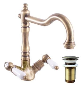 MORAVA RETRO - Umyvadlová baterie s výpustí, Stará mosaz (Bronz), 1/2