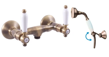 MORAVA RETRO - Sprchový set s baterií, Stará mosaz (Bronz), 150 mm (MK580.5/2SM)