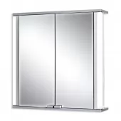 Zrcadlová skříňka (galerka) - bílá, pohledové hrany šedé, š. 65 cm, v. 66 cm, hl. 15 cm (MARNO)