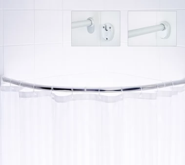 Tyč pro sprchový závěs, rohová (čtvrtkruh) - chrom, 90 × 90 cm (59400)