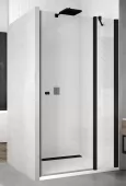 Jednokřídlé dveře s pevnou stěnou v rovině 80 cm, černá matná/sklo (SOL13 0800 06 07)