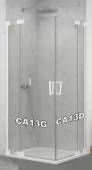 Jednokřídlé dveře s pevnou stěnou v rovině 90 cm, pravé, bílá matná/sklo (CA13 D 090 09 07)