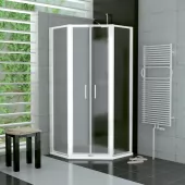 Sprchový kout pětiúhelník s dvoukřídlými dveřmi 80 cm, bílá/durlux (TOP52 6 080 04 22)