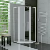 Sprchový kout pětiúhelník s dvoukřídlými dveřmi 100 cm, matný elox/sklo (TOP52 7 100 01 07)