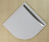 Sprchová vanička čtvrtkruhová 90×90 cm bílá, kryt aluchromový (WIR 55 090 50 04)