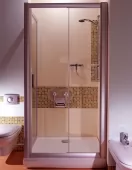 Sprchové dveře dvoudílné 100 cm satin, levé provedení (NRDP2-100 LEVÉ TRANSPARENT)