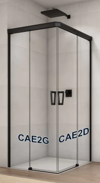 Pravý díl sprchového koutu s dvoudílnými posuvnými dveřmi 100 cm, černá matná/sklo (CAE2 D 100 06 07)