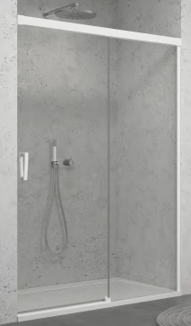 Sprchové dveře posuvné jednodílné 100 cm, pevný díl vpravo, bílá matná/sklo (CAS2 D 100 09 07)