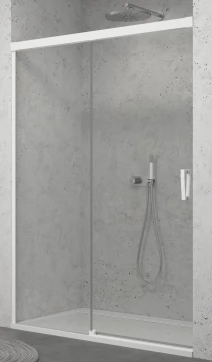 Sprchové dveře posuvné jednodílné 140 cm, pevný díl vlevo, bílá matná/sklo (CAS2 G 140 09 07)