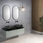 SAPHO - TURF betonové umyvadlo na desku, včetně výpusti, Ø 44cm, černý granit AR436