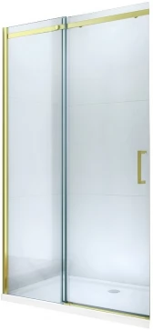 MEXEN - OMEGA posuvné dveře 130x190 cm 8 mm zlatá, transparent se sadou pro niku 825-130-000-50-00