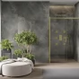 MEXEN - OMEGA posuvné dveře 130x190 cm 8 mm zlatá, transparent se sadou pro niku 825-130-000-50-00