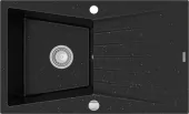 MEXEN - Cesar granitový dřez 1-mísa dřez s odkapávač 775x470 mm, černá / kovové zlato 6514771010-75