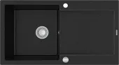 MEXEN - Leo granitový dřez 1 s odkapávačem 900x500 mm, černá / stříbrná metalíza 6501901010-73