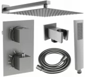 MEXEN/S - Cube DR02 podomítkový sprchový SET + slim sprcha 25 cm, grafit 77502DR0225-66