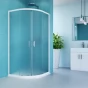 Kora sprchový set: sprchový kout R550, bílý ALU, sklo Grape, 90 cm, vanička, sifon (CK35101ZN)