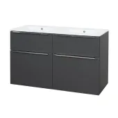 Mereo Mailo, koupelnová skříňka s keramickým umyvadlem 121 cm, antracit, chrom madlo (CN533)