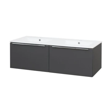 Mereo Mailo, koupelnová skříňka s keramickým umyvadlem 121 cm, antracit, chrom madlo (CN538)