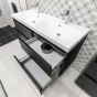 Mailo, koupelnová skříňka s keramickým umyvadlem 121 cm, bílá, chrom madlo (CN518)