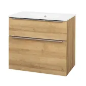 Mereo Mailo, koupelnová skříňka s keramickým umyvadlem 81 cm, dub Riviera, chrom madlo (CN521)