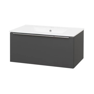 Mereo Mailo, koupelnová skříňka s keramickým umyvadlem 81 cm, antracit, chrom madlo (CN536)