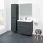 Mereo Mailo, koupelnová skříňka s umyvadlem z litého mramoru 81 cm, dub Riviera, chrom madlo (CN521M)